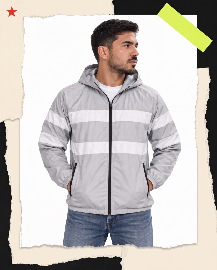 chaqueta reflectivas gris y negro